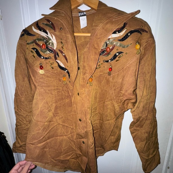 Vintage (with tags!) - Cache/Mixed Brand Brown Embellished Suede Set - Picture 1 of 11